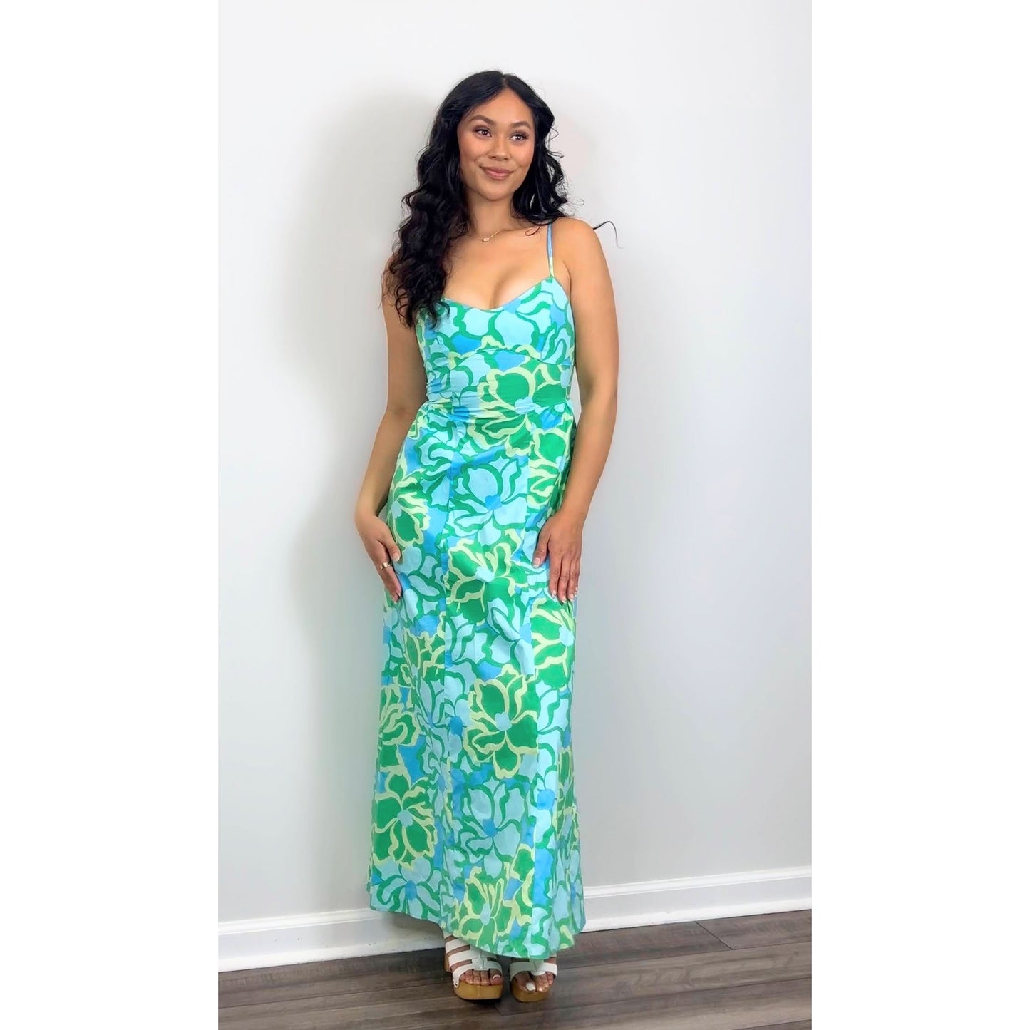 Show Me Your Mumu Allegra Midi Dress in Abstract Poppy Small Floral Flowy Party