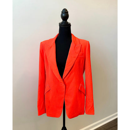 Generation Love NWT Hudson Crepe Blazer in Papaya Orange Large Single Button