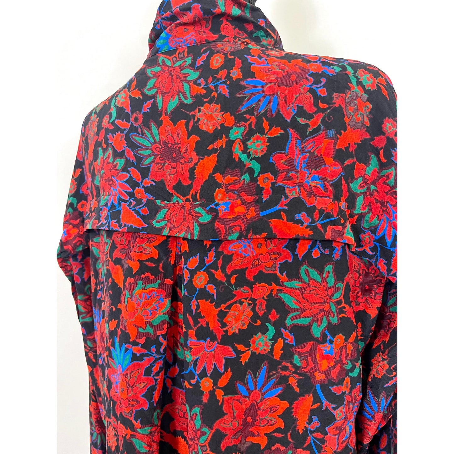 Rag and Bone Emily Silk Floral Blouse in Red Multi Medium Long Sleeve Silk