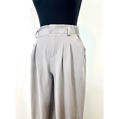 Halara High Waisted Plicated Waffle Work Pants Mink Gray XS Side Pocket Wide Leg