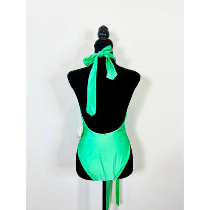 PQ Alex One Piece in Emerald Bay Large Halter Neck Waist Tie Lined Beach