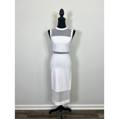 Alice + Olivia Karman Sleeveless Mesh-Trim Midi Dress in White Size 0 Lined