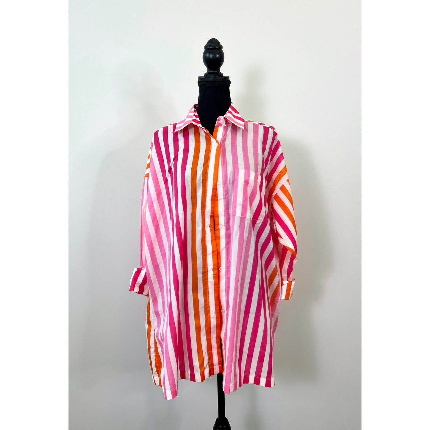 Beach Riot Alexa Top in Sunset Stripes Size S/M Button Front Long Sleeve Beach