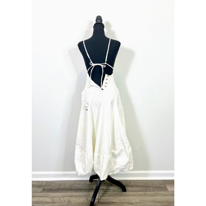 Free People Finer Things Midi Dress in Ivory Small Poplin Lined Wedding Party