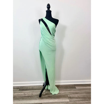 Katie May A Cut Above Gown Maxi Dress Seagreen Small One Shoulder Stretch Lined