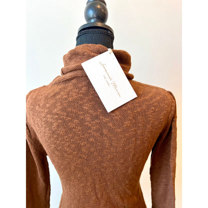 Savannah Morrow Taya Knit Crop Top in Cocoa Small Turtleneck Organic Cotton NWT