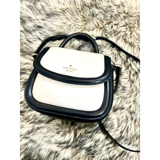 Kate Spade Bag Puffy Top Handle Crossbody in White/Black Magnetic Snap Party