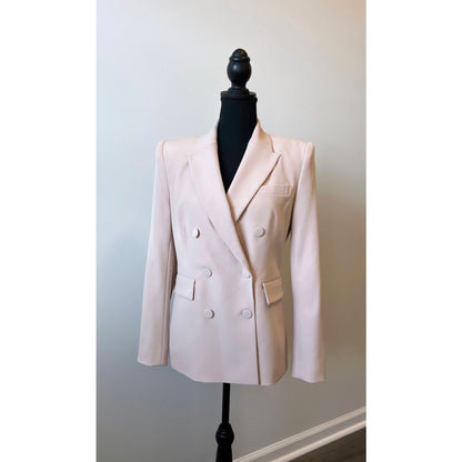 Generation Love Arielle Crepe Blazer in Latte Medium Double Breasted Pockets