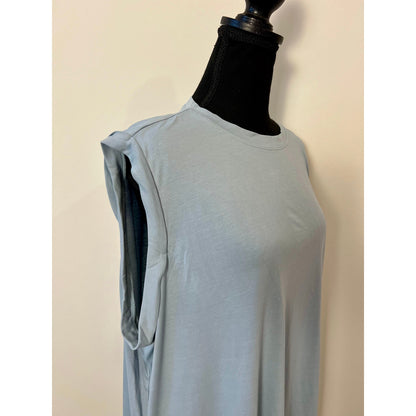 Halara Sleeveless Draped Split High Low Resort Top in Ice Blue Medium Pullover