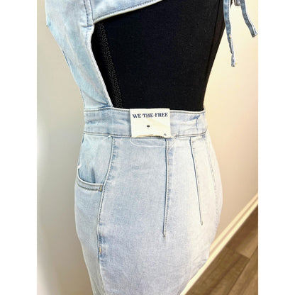 Free People We The Free CRVY 2nd Ave One Piece Jean Jumpsuit Size 0 Blue Denim