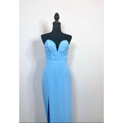 Amanda Uprichard Cherri Gown Maxi Dress  in Pacific Blue XS Sleeveless Lined