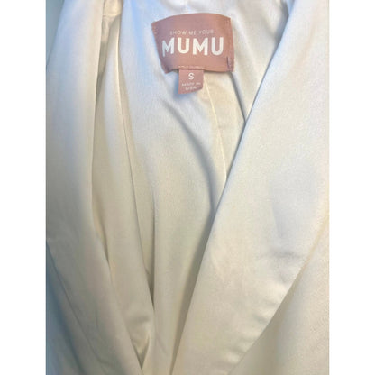 Show Me Your Mumu Felix Blazer Ivory Luxe Satin Small Long Sleeve Front Button