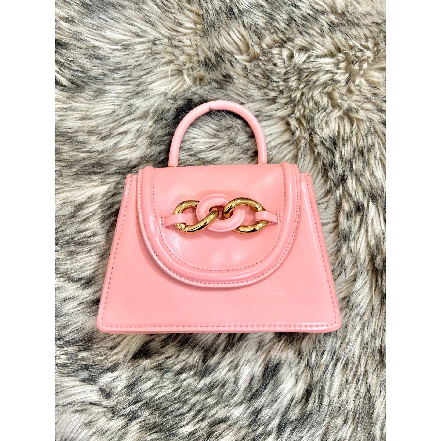 Zara Mini Crossbody Bag in Peach Faux Leather Detachable Strap Chain City Party