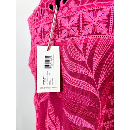 Johnny Was Leafy Concetta Blouse in Pink Size XS Sleeveless Embroidered Keyhole