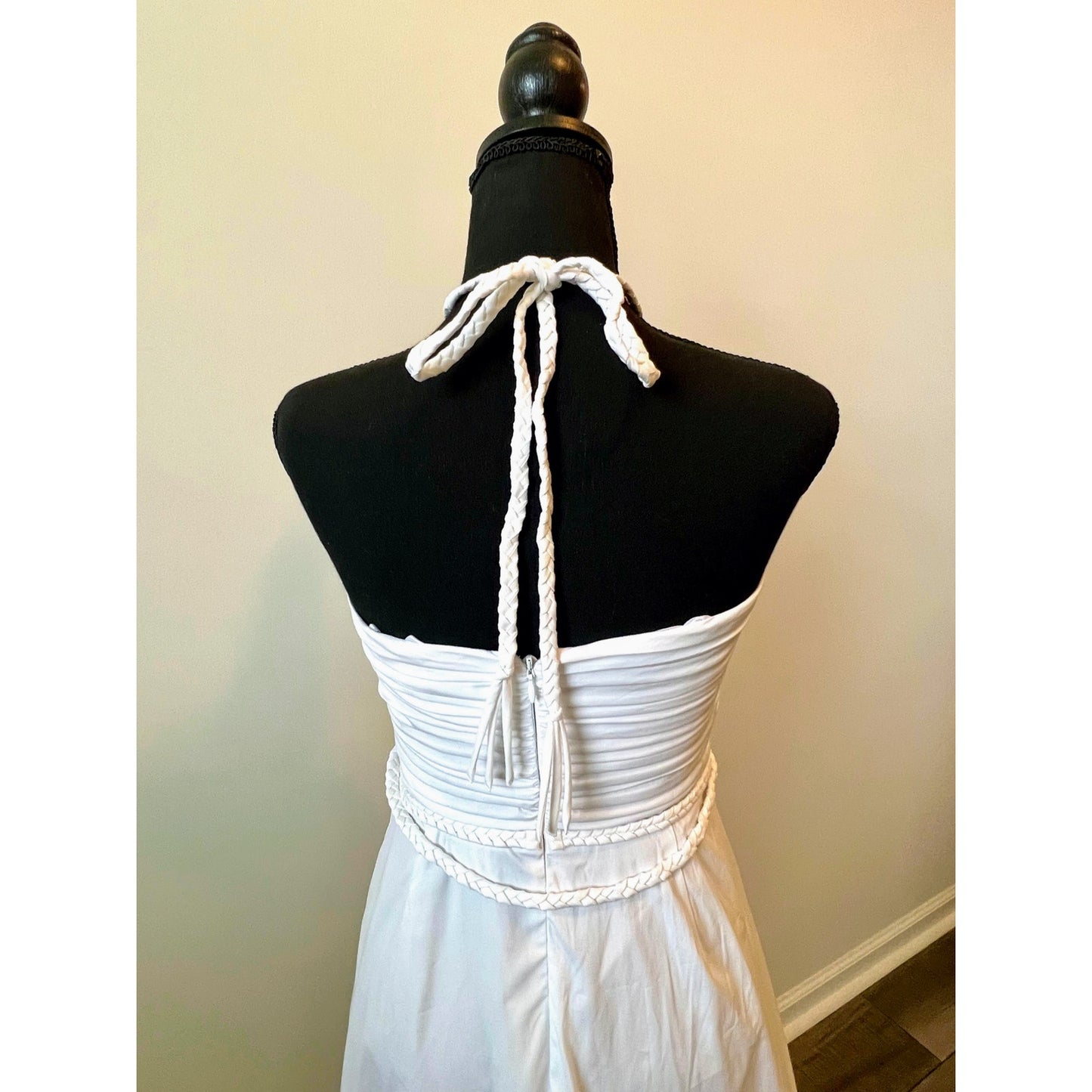 Veronica Beard Tucker Midi Dress in White Size 2 Halter Sleeveless Pleated Front