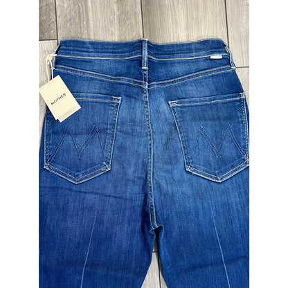 Mother The Pixie Ride Ankle Jeans in Taxi Blue Size 31 Button Fly Denim Pockets