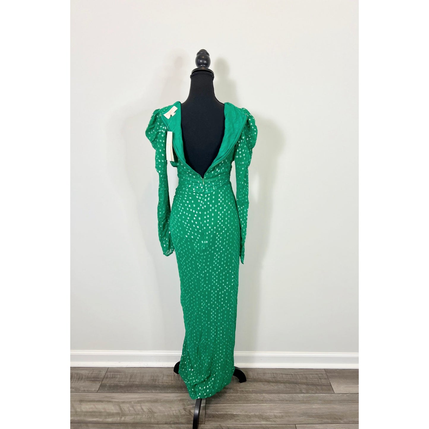 Rococo Sand Elna Maxi Dress in Green Size XS Metallic Side Slit Lined Party