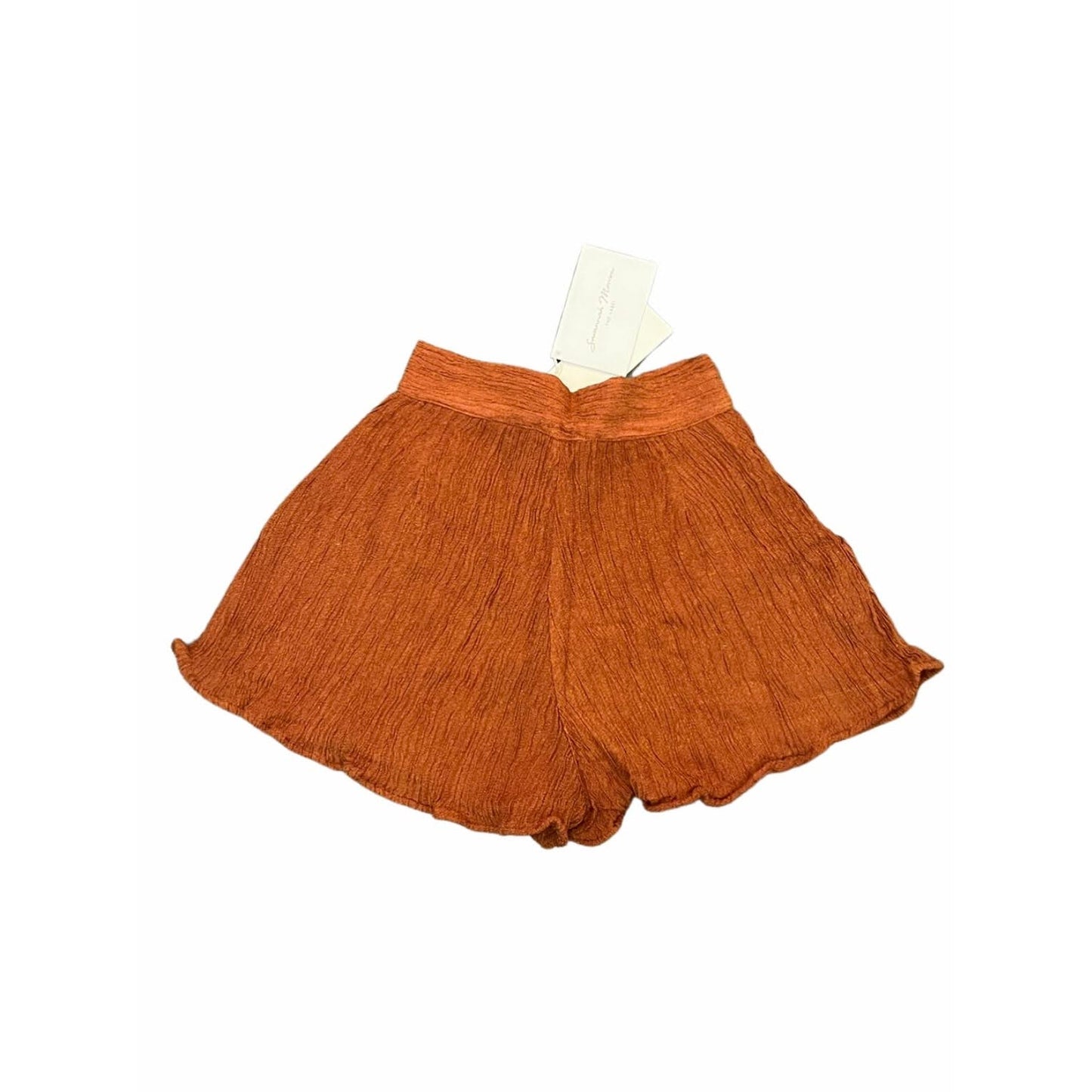 Savannah Morrow Verita Shorts in Orange Size XS Zip Fly Textured Ruffle Pockets