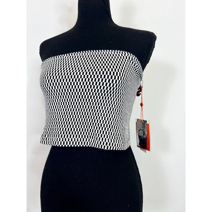 Simon Miller Tube Top in Black/White Checkered Large Strapless Side Zip Party