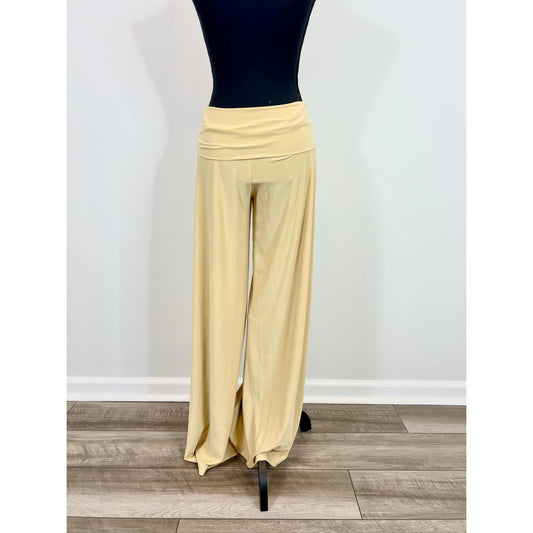 Norma Kamali Wide Leg Pants in Sand Size S/32 Stretch Jersey High Rise Classic