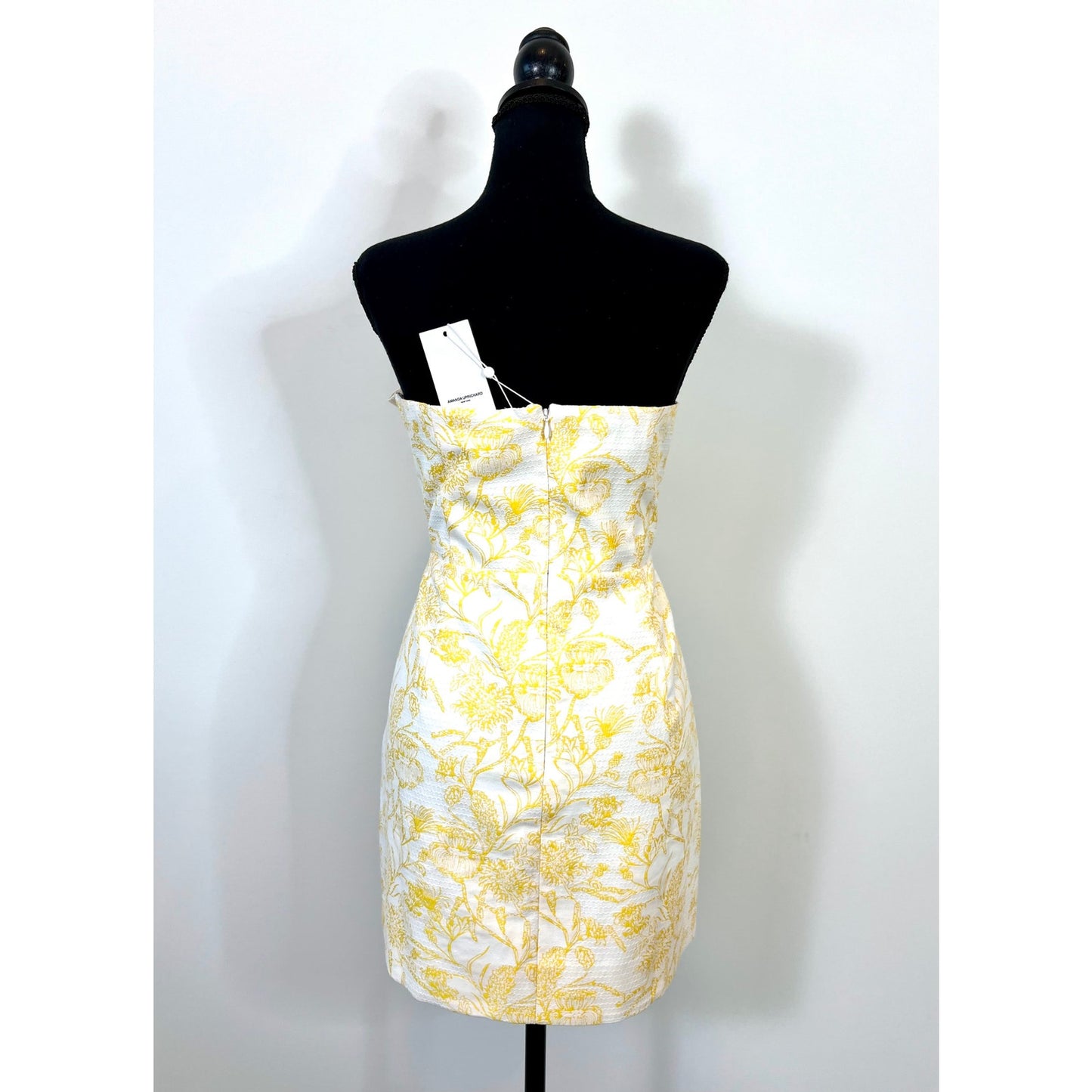 Amanda Uprichard Strapless Puzzle Dress in Electric Yellow Large Mini Cocktail