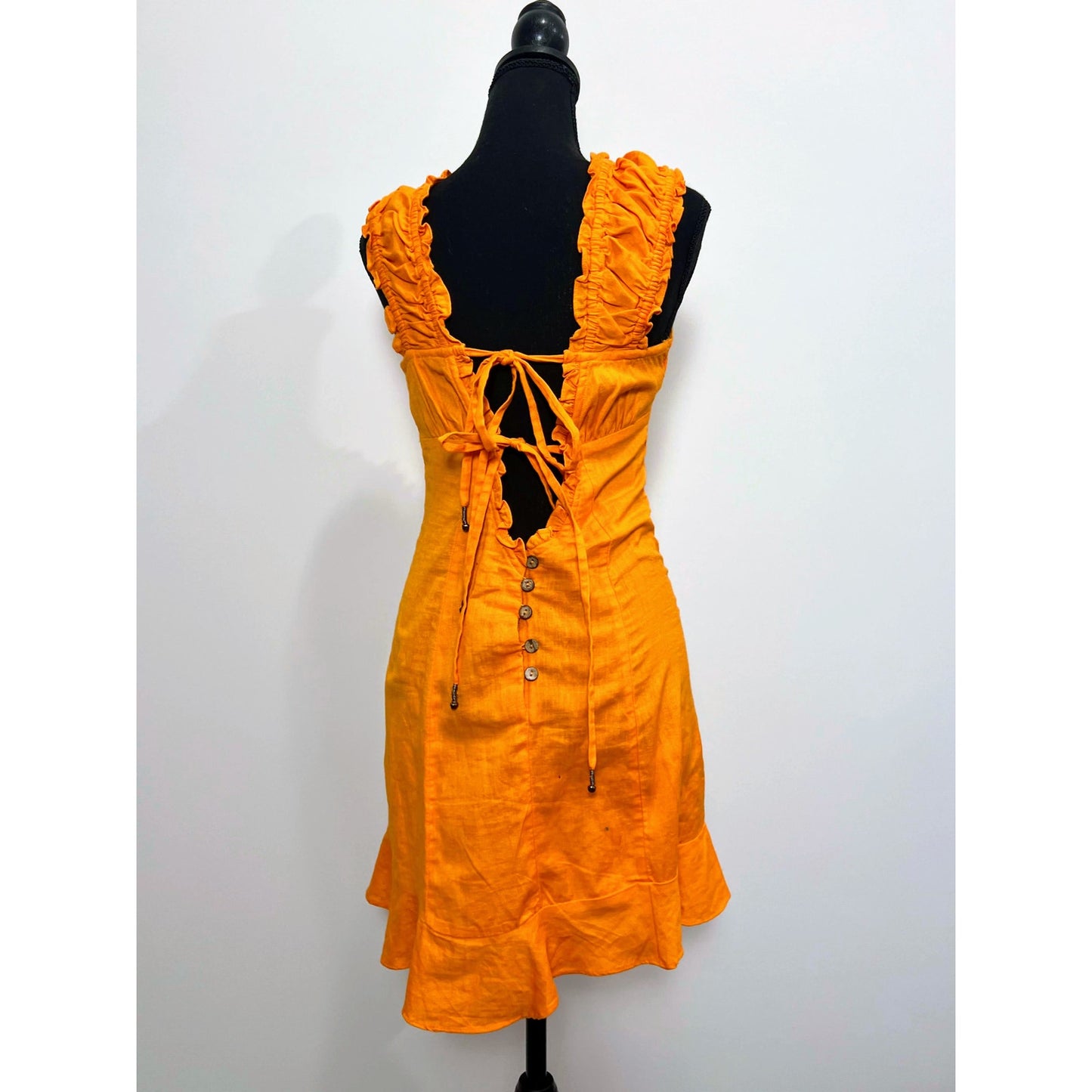 Free People Like A Lady Mini Dress Orange Size XS Sleeveless Frill Ruffle Lined