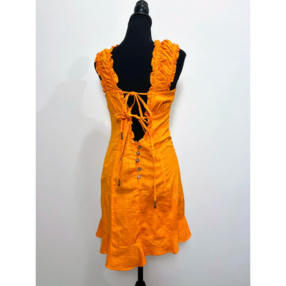 Free People Like A Lady Mini Dress Orange Size XS Sleeveless Frill Ruffle Lined