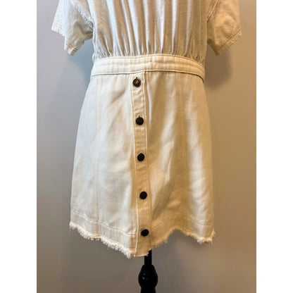 Pilcro Anthropologie Denim Skirt & Knit Tee Mini Dress in White Size 10 Cotton