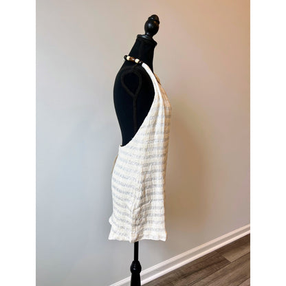 Savannah Morrow Woodie Mini Dress in Cream Size XL Beaded Open Back Halter