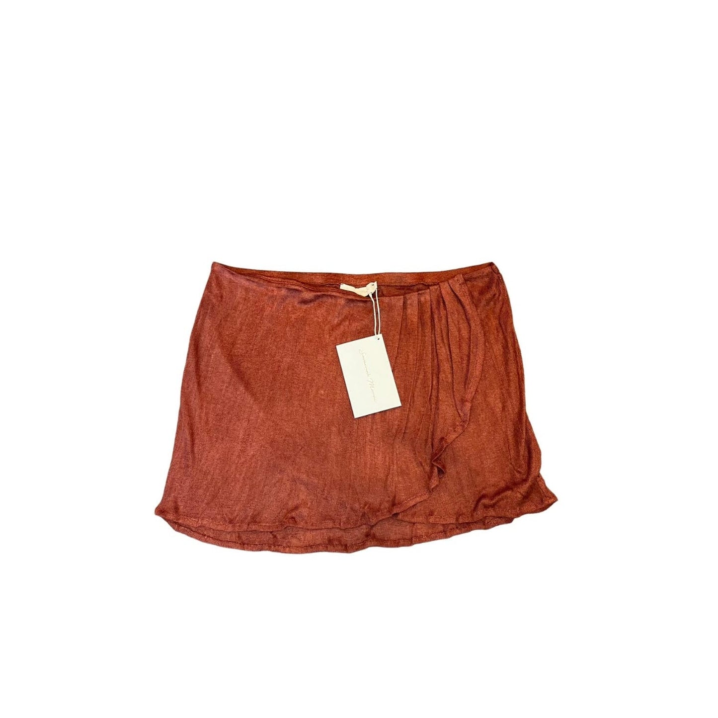 Savannah Morrow Ayra Mini Wrap Skirt in Paprika XL Pull On Knit Pleated Ruched