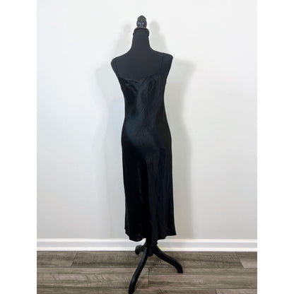 Vince Satin Slip Midi Dress in Black Size XS Sleeveless Pullover Unlined