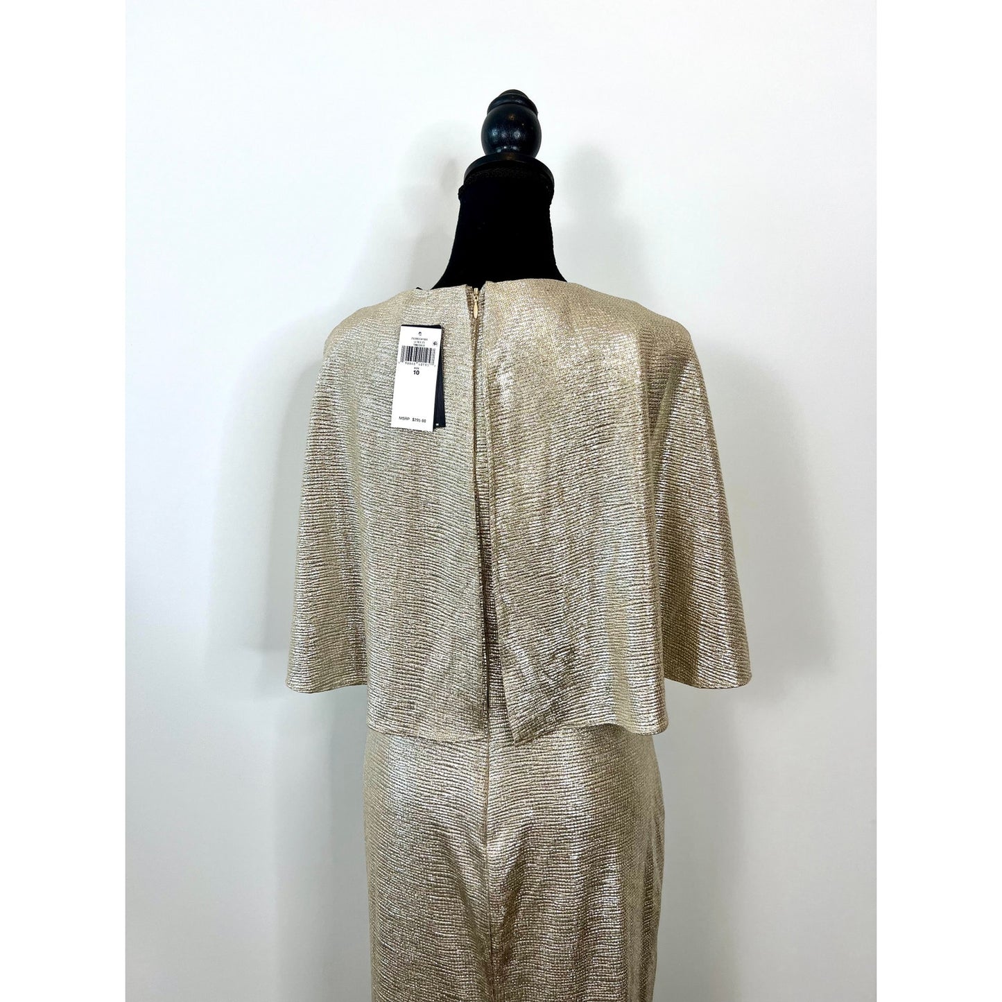 Ralph Lauren Phinya Short Sleeve Metallic Maxi Dress in Champagne Size 10 Lined