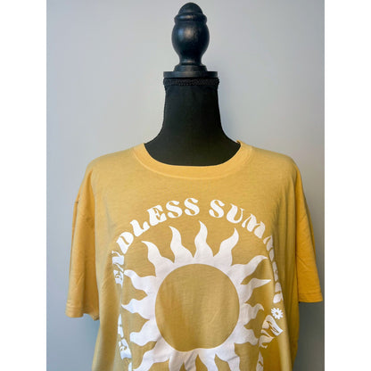 Show Me Your Mumu Endless Summer Travis Tee in Yellow Medium Graphic Print Crew