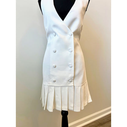 Amanda Uprichard Mesha Mini Dress in Ivory Size XL Sleeveless Button Front