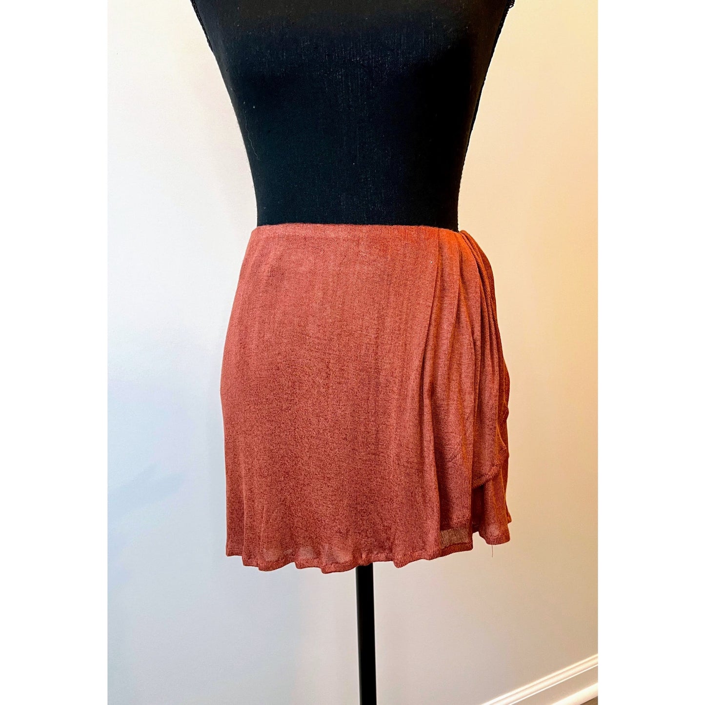 Savannah Morrow Ayra Mini Wrap Skirt in Paprika XL Pull On Knit Pleated Ruched