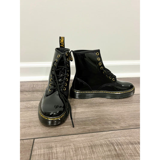 Dr. Martens Zavala Pantent Lamper Boots in Black Size 6 Lace Up Round Toe