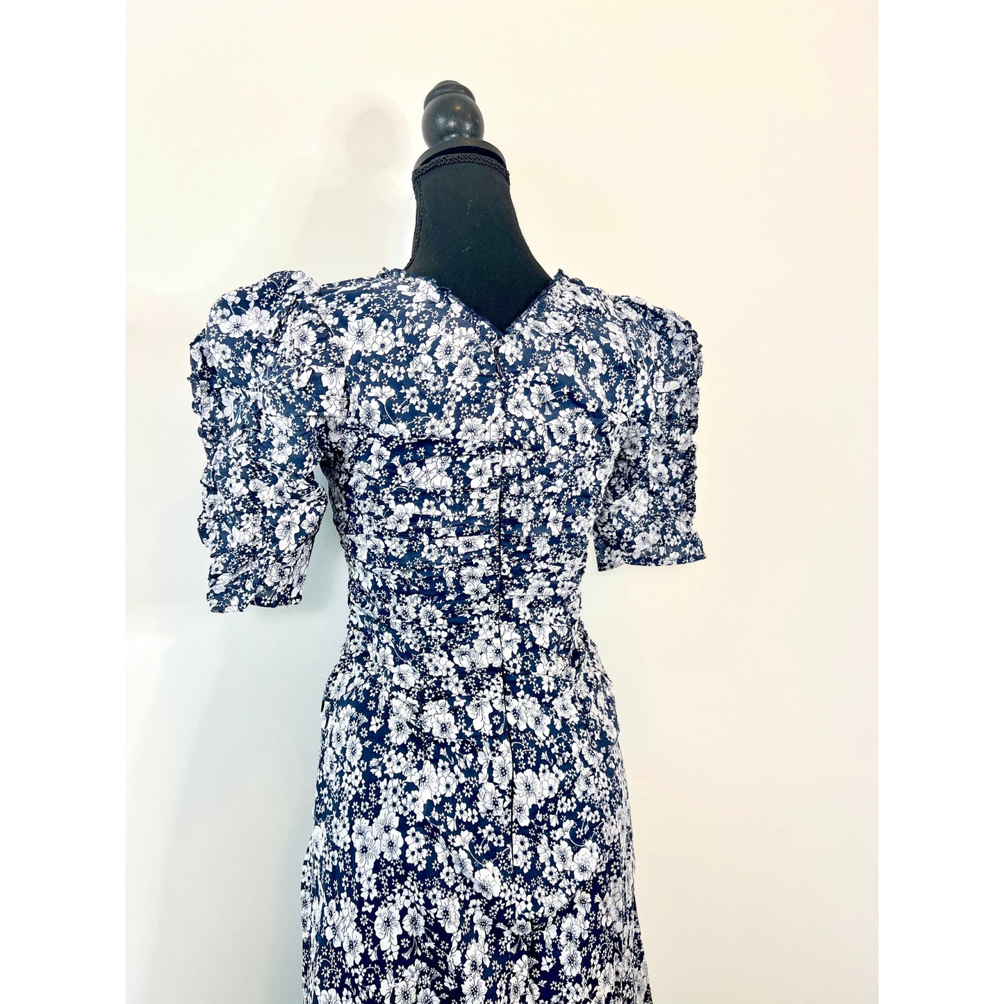 SEA Suzie Womens Floral Print Dress in Navy Blue Size XS Short Sleeve Cotton