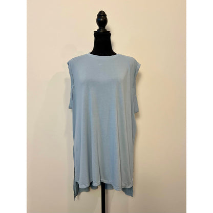 Halara Sleeveless Draped Split High Low Resort Top in Ice Blue XS Pullover Slit