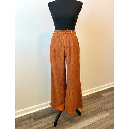 Savannah Morrow Willow Pants in Marigold Size XS Zip Fly Wide Leg Textured