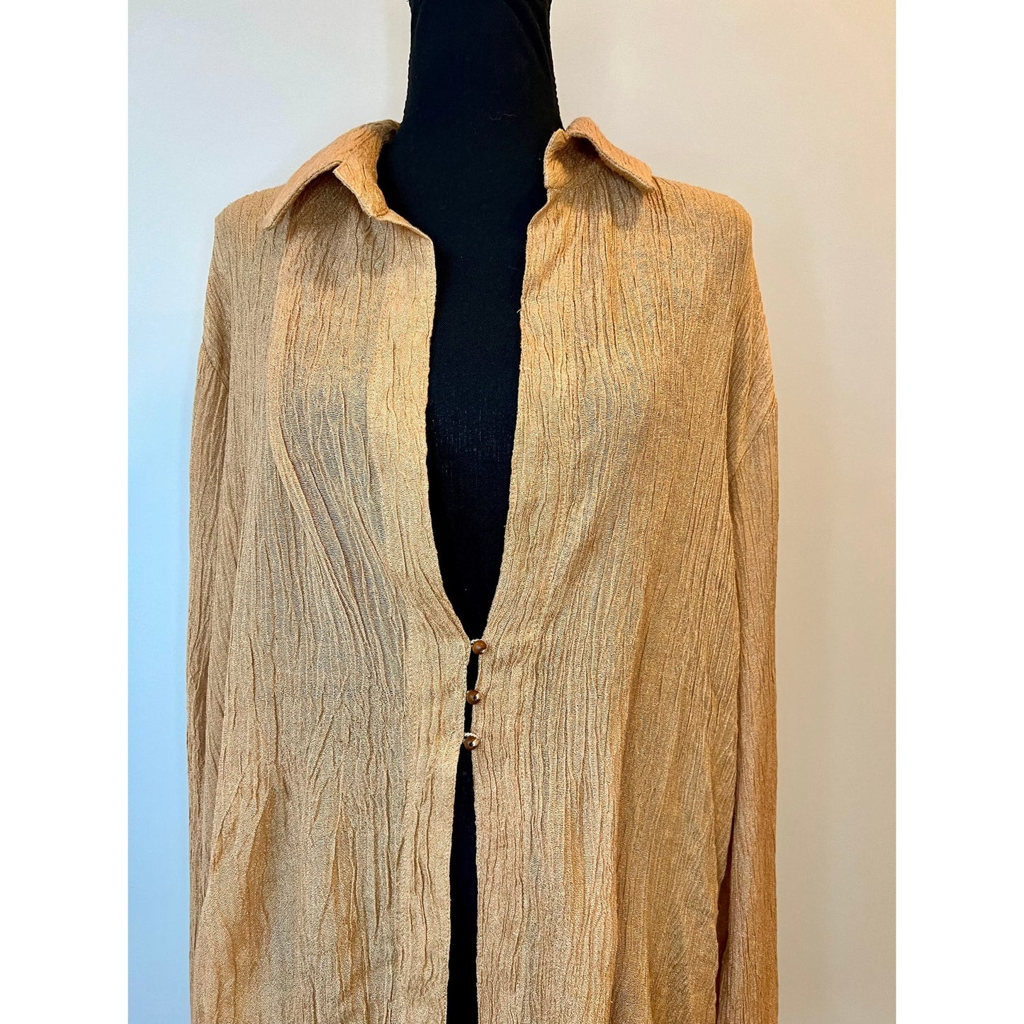 Savannah Morrow Avisa Blouse in Sandstone XXL Long Sleeve Textured Button Front