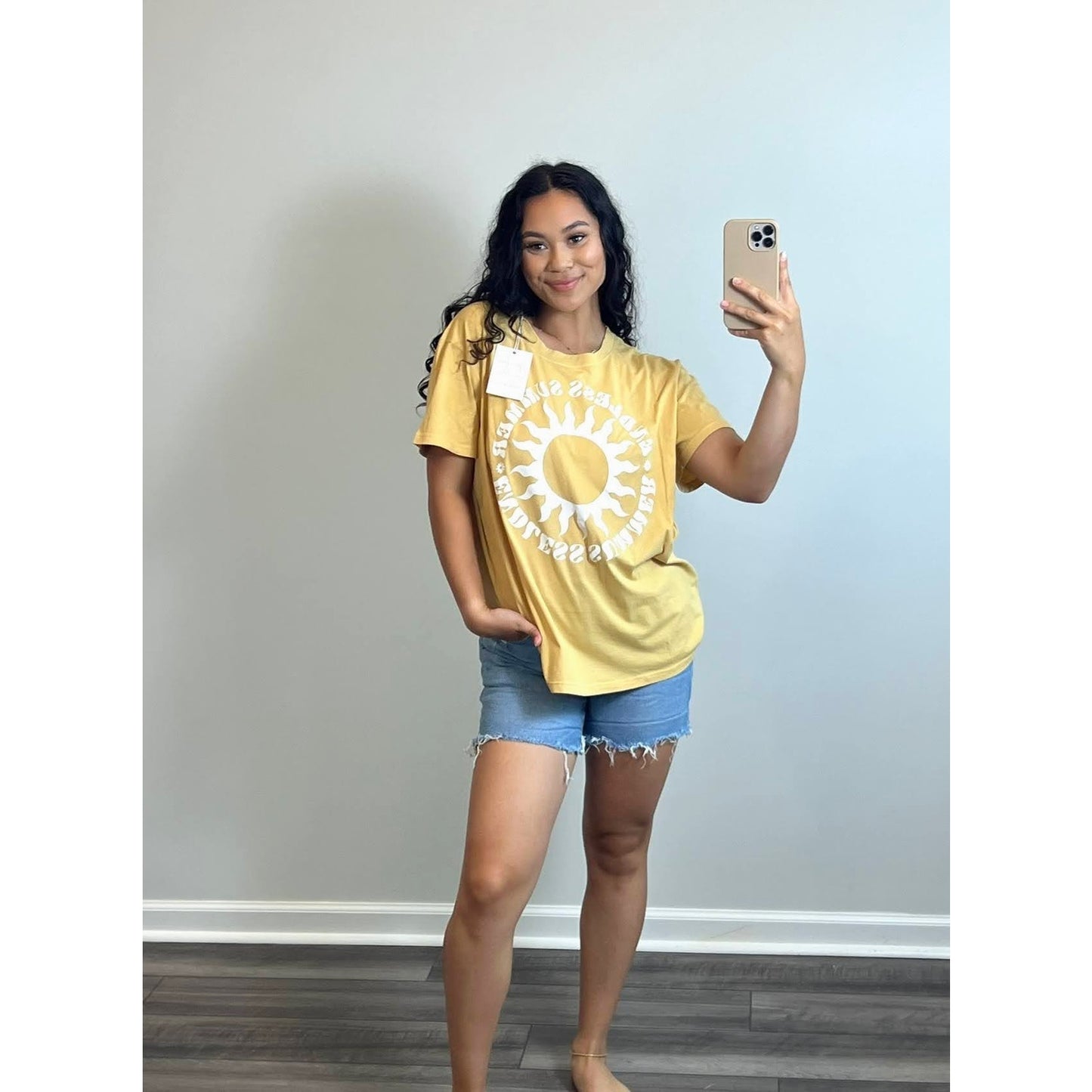 Show Me Your Mumu Endless Summer Travis Tee in Yellow Medium Graphic Print Crew