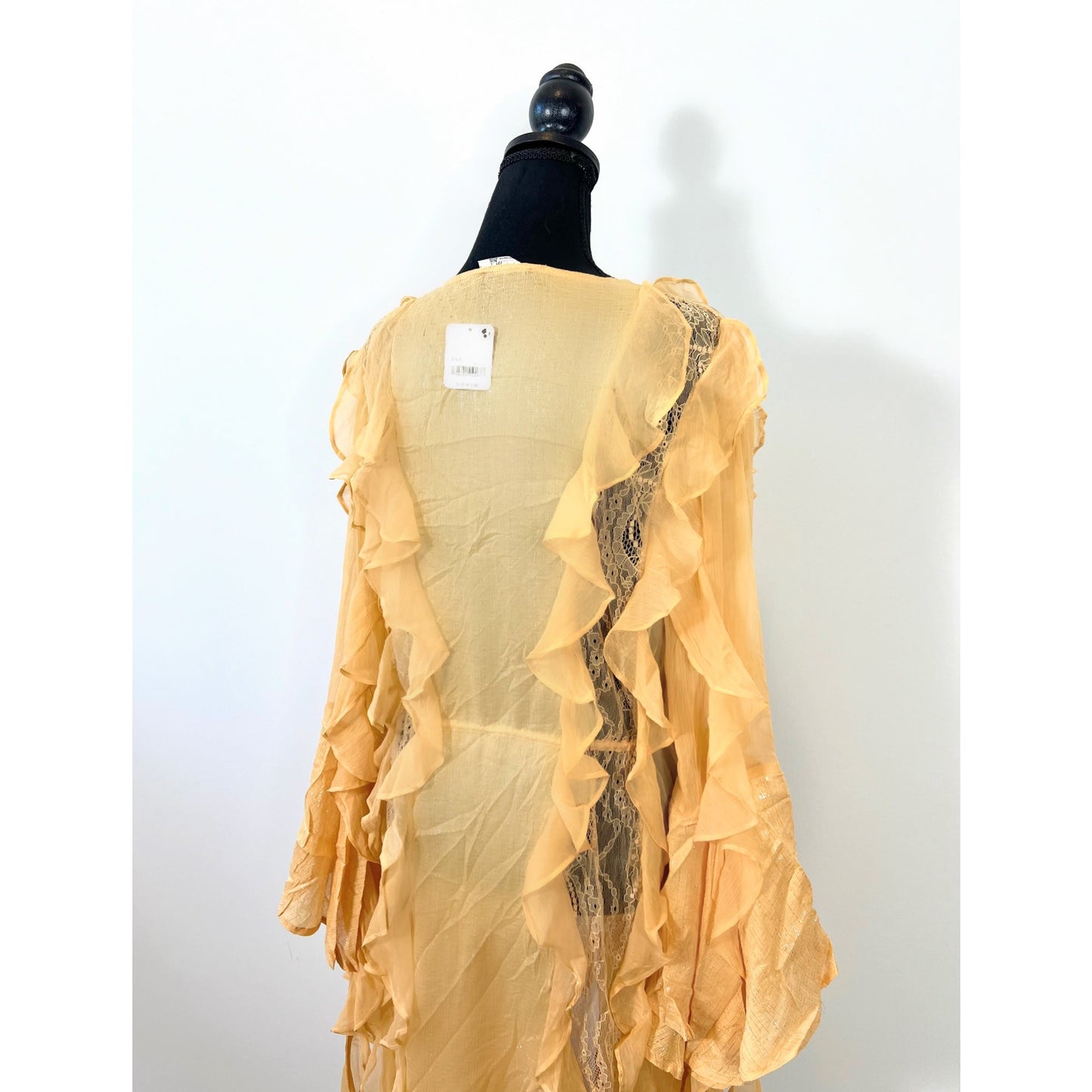 Free People Duster in Peach Clay Combo Size XS/S Ruffle Metallic Summer Beach