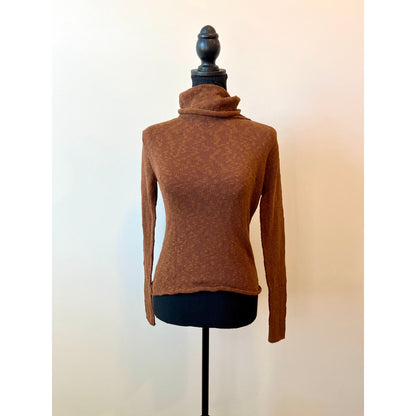 Savannah Morrow Taya Knit Crop Top in Cocoa Small Turtleneck Organic Cotton