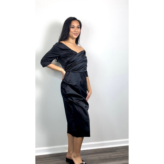 Chiara Boni La Petite Dress Black Medium Robe Florien Satin Midi Cocktail Party