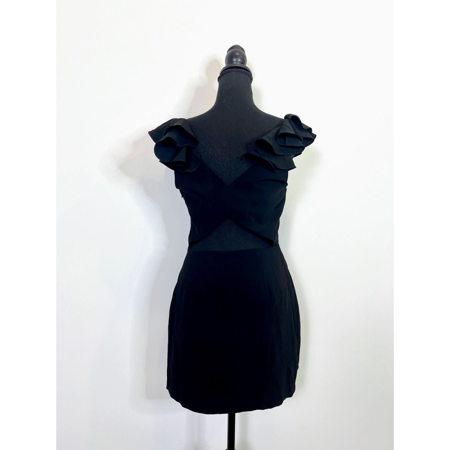 Amanda Uprichard Cutout Blouse in Black Medium Pullover V-Neck Ruffle Sleeveless