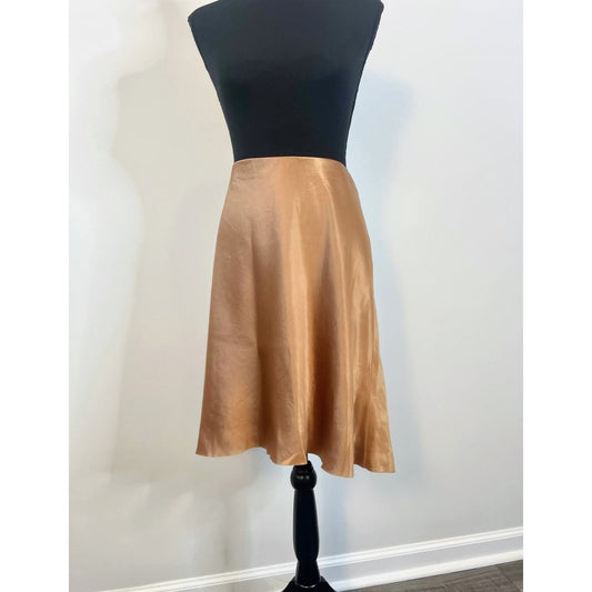 Vince Women's Short Slip Skirt in Rose Gold Large Satin Pull On Formal Party