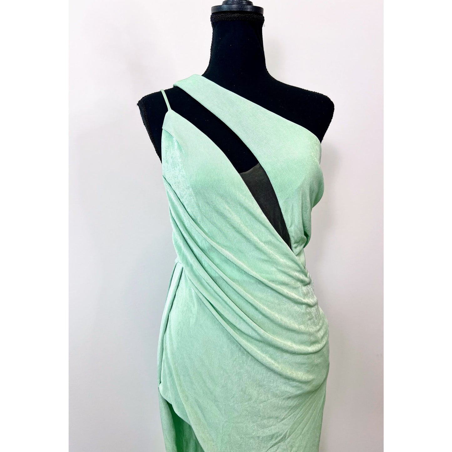 Katie May A Cut Above Gown Maxi Dress Seagreen Small One Shoulder Stretch Lined