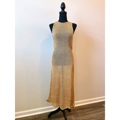 Savannah Morrow Rubina Dress in Cafe Beige Open Knit Sleeveless Beach Summer