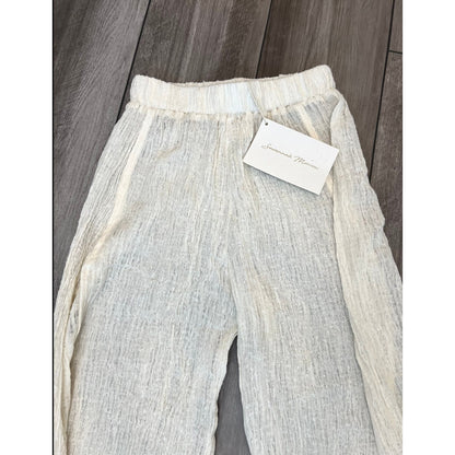 Savannah Morrow Crinkle Open Slit Pants in Ivory Size XXL Pull On Textured