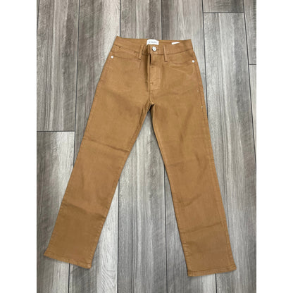 Frame Le High Straight Jeans in Brown/Cognac Size 28 Slim Denim Stretch Classic